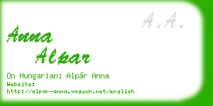 anna alpar business card
